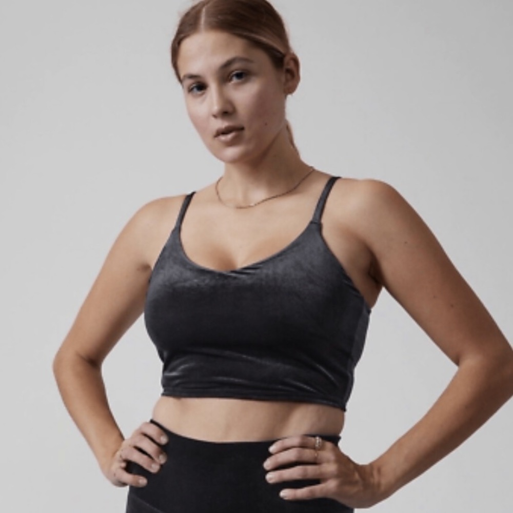 Athleta Elation V-neck Velvet Crop Tank